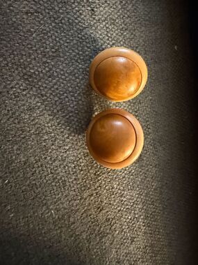 Vintage Round Tan Leather clip on earrings